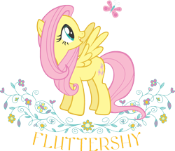 Size: 2048x1759 | Tagged: safe, fluttershy, butterfly, pony, g4, official, cute, design, flower, shyabetes, simple background, solo, stock vector, transparent background, vector, zazzle