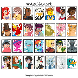 Size: 1280x1280 | Tagged: safe, artist:imaplatypus, rainbow dash, alligator, big cat, bird, cat, dog, dragon, duck, ghost, human, hybrid, lion, mermaid, parrot, pegasus, platypus, pony, quagsire, robot, undead, wookiee, anthro, g4, spoiler:amphibia, :p, abcfanart, african american, aladdin, alphabet, amphibia, animaniacs, anthony mackie, ariel, avatar the last airbender, azymondias, bandana, bee (character), bee and puppycat, bra, brown hair, cartoon network, chewbacca, crossover, curly hair, disney, donald duck, ducktales, ducktales 2017, ear piercing, earring, emmet brickowski, falcon (marvel), female, flannel shirt, floral head wreath, flower, food, fork, ghost dog, goddess, goggles, grace monroe, gravity falls, hat, hershel layton, iago, infinity train, jamie the mailman, jewelry, k.o. (ok k.o.!), kingdom hearts, lego, lore olympus, lots of characters, louis, male, marvel, marvel cinematic universe, mina ashido, musical instrument, my hero academia, nala, ok k.o.! lets be heroes, ok ko let's be heroes, once-ler, party hat, perry the platypus, persephone, phineas and ferb, piercing, pink hair, pink skin, pokémon, popsicle, professor layton, puppycat, sam wilson, sasha waybright, seashell bra, spoilers for another series, star wars, steven universe, tangled (disney), tangled: the series, the dragon prince, the lego movie, the lion king, the little mermaid, the lorax, the nightmare before christmas, the princess and the frog, tongue out, top hat, toph bei fong, trumpet, ultron, varian, wall of tags, wendy corduroy, xion, yakko warner, zero (the nightmare before christmas), zym