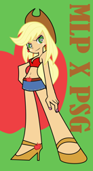 Size: 1754x3196 | Tagged: safe, artist:ispincharles, applejack, equestria girls, g4, anarchy panty, anime, belly button, clothes, crossover, female, high res, panty and stocking with garterbelt, pantyjack, skirt, sleeveless, solo, style emulation