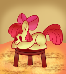 Size: 1700x1900 | Tagged: safe, artist:zeronixma, apple bloom, earth pony, pony, g4, chair, female, filly, lying down, newbie artist training grounds, prone, solo, stool, the floor is lava