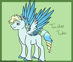 Size: 1750x1500 | Tagged: safe, artist:misskanabelle, oc, oc only, oc:twister tides, pegasus, pony, abstract background, male, offspring, parent:sky stinger, parent:vapor trail, parents:vaporsky, pegasus oc, solo, stallion, two toned wings, unshorn fetlocks, wings