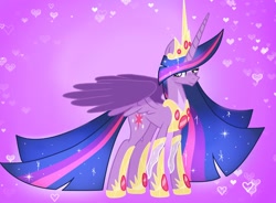 Size: 1880x1382 | Tagged: safe, artist:goldlines005, twilight sparkle, alicorn, pony, g4, the last problem, abstract background, crown, ethereal mane, female, hoof shoes, horn, jewelry, mare, older, older twilight, older twilight sparkle (alicorn), peytral, princess twilight 2.0, regalia, starry mane, twilight sparkle (alicorn), wings