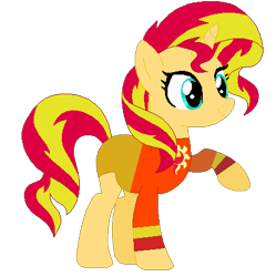Size: 433x434 | Tagged: safe, artist:selenaede, artist:user15432, sunset shimmer, alicorn, pony, unicorn, g4, base used, clothes, cutie mark on clothes, leotard, olympics, raised hoof, simple background, solo, sports, sports outfit, sporty style, swimsuit, transparent background