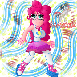 Size: 3000x3000 | Tagged: safe, artist:kamikiku, pinkie pie, equestria girls, g4, my little pony equestria girls: better together, breasts, busty pinkie pie, eyebrows, eyebrows visible through hair, high res, smiling, solo