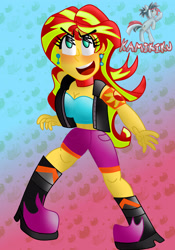 Size: 2100x3000 | Tagged: safe, artist:kamikiku, sunset shimmer, equestria girls, equestria girls series, g4, blushing, breasts, busty sunset shimmer, high res, open mouth, open smile, smiling