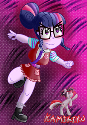 Size: 2100x3000 | Tagged: safe, artist:kamikiku, sci-twi, twilight sparkle, equestria girls, equestria girls series, g4, :s, blushing, breasts, busty sci-twi, eyebrows, eyebrows visible through hair, glasses, high res, necktie, wavy mouth