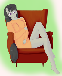 Size: 2015x2450 | Tagged: safe, artist:drakang, octavia melody, earth pony, anthro, g4, chair, female, high res, mare, sitting, solo