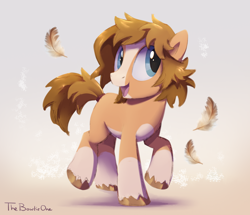Size: 1876x1614 | Tagged: safe, artist:thebowtieone, oc, oc only, earth pony, pony, feather, male, smiling, solo, stallion