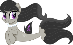 Size: 1280x798 | Tagged: safe, artist:cloudy glow, octavia melody, earth pony, pony, seapony (g4), g4, dorsal fin, eyelashes, female, fish tail, flowing mane, flowing tail, jewelry, movie accurate, necklace, pearl necklace, purple eyes, seaponified, seapony octavia, simple background, smiling, solo, species swap, tail, transparent background