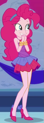 Size: 205x569 | Tagged: safe, edit, edited screencap, screencap, pinkie pie, equestria girls, g4, my little pony equestria girls: better together, twilight under the stars, bare shoulders, clothes, cropped, rah rah skirt, skirt, sleeveless, solo, strapless