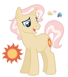 Size: 700x800 | Tagged: safe, artist:magicuniclaws, oc, oc only, pony, unicorn, horn, magical lesbian spawn, male, offspring, open mouth, open smile, parent:sunset shimmer, parent:trixie, parents:suntrix, simple background, smiling, solo, stallion, transparent background, unicorn oc