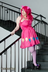 Size: 600x900 | Tagged: safe, artist:breefaith, artist:thebigtog, pinkie pie, human, g4, anime boston, anime boston 2012, bare shoulders, brittany lauda, clothes, cosplay, costume, irl, irl human, jewelry, necklace, pearl necklace, photo, sleeveless, stockings, strapless, thigh highs