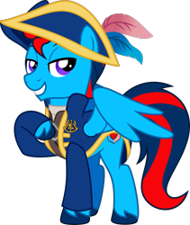 Size: 3310x3931 | Tagged: safe, artist:limedazzle, oc, oc only, oc:andrew swiftwing, oc:swift sail, pegasus, pony, alternate universe, clothes, coat, feather, hat, high res, male, sailor, stallion, swashbuckler, tricorne, vector, wings