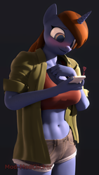 Size: 2160x3840 | Tagged: safe, artist:mod-madclicker, oc, oc only, oc:mod-madclicker, unicorn, anthro, 3d, abs, anthro oc, high res, phone, solo, source filmmaker