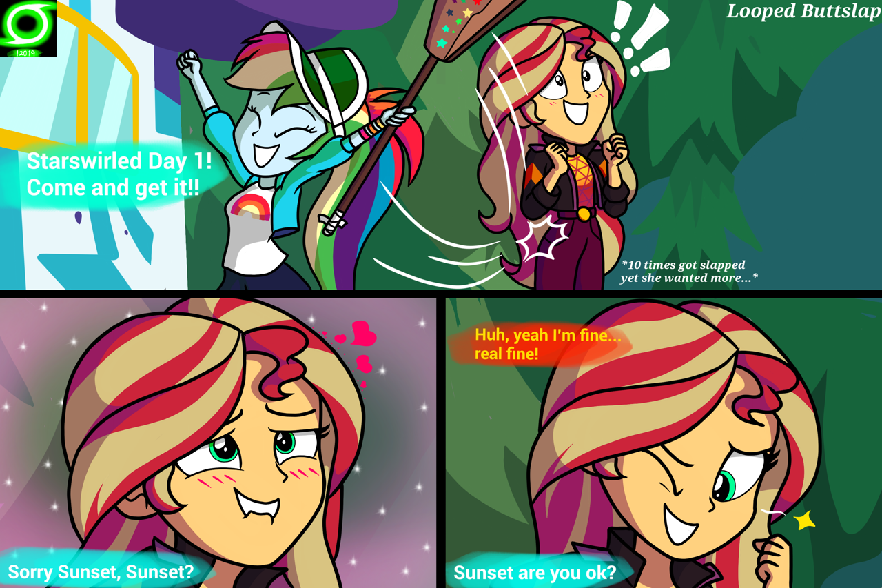 2288277 - safe, artist:armredwings, artist:bredgroup, artist:sirvalter,  bulk biceps, rainbow dash, snails, sunset shimmer, comic:eg rpg lootbattle  royal, equestria girls, g4, atreus, comic, crossover, female, god of war,  kratos, metal gear, metal gear