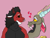 Size: 2048x1536 | Tagged: safe, artist:komodoyena, discord, lord tirek, centaur, draconequus, taur, g4, cute, discute, gay, heart, looking at each other, male, nose piercing, piercing, pink background, septum piercing, shipping, simple background, tirekcord, tongue out