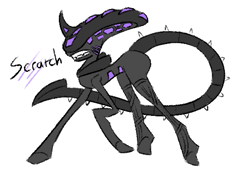 Size: 557x385 | Tagged: safe, artist:lilithgalac, oc, oc only, oc:scratch, alien, pony, unicorn, xenomorph, alien (franchise), solo, teeth, xenoquine