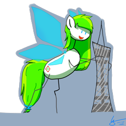 Size: 2560x2560 | Tagged: safe, artist:lywings, oc, oc:tea fairy, pegasus, pony, 1000 hours in ms paint, canton tower, high res, macro, mascot
