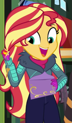Size: 295x501 | Tagged: safe, screencap, sunset shimmer, equestria girls, equestria girls specials, g4, my little pony equestria girls: better together, my little pony equestria girls: holidays unwrapped, winter break-in, cropped, solo