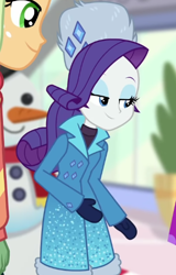 Size: 330x515 | Tagged: safe, screencap, applejack, rarity, equestria girls, equestria girls specials, g4, my little pony equestria girls: better together, my little pony equestria girls: holidays unwrapped, winter break-in, cropped