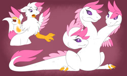Size: 1280x768 | Tagged: safe, artist:tomek1000, oc, oc:foxxy hooves, hippogriff, hydra, female, hippogriff oc, hydrafied, multiple heads, open mouth, species swap, sweat, sweatdrop, three heads, transformation