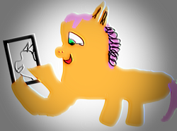 Size: 490x365 | Tagged: safe, alternate version, artist:basinator, sunny starscout, earth pony, pony, g4, g5, simple ways, cellphone, female, mare, paintnet, phone, simple, smartphone, solo