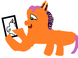 Size: 490x365 | Tagged: safe, artist:basinator, sunny starscout, earth pony, pony, g5, 1000 hours in ms paint, cellphone, female, mare, ms paint, phone, simple, smartphone, solo