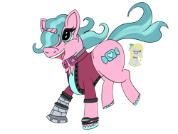 Size: 1600x1200 | Tagged: safe, artist:gray star, derpibooru exclusive, oc, oc:candy chip, cyborg, pony, unicorn, the sunjackers, female, happy, horn, mare, unicorn oc