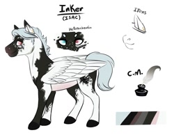 Size: 1500x1161 | Tagged: safe, artist:eperyton, oc, oc only, pegasus, pony, colored hooves, heterochromia, pegasus oc, reference sheet, simple background, smiling, solo, white background