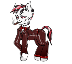 Size: 1100x976 | Tagged: safe, artist:leastways, oc, oc only, ghoul, pony, undead, fallout equestria, cigar, clothes, commission, fanfic art, simple background, sketch, smoking, solo, suit, transparent background, tuxedo