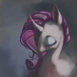 Size: 2000x2000 | Tagged: source needed, safe, artist:baccizoof, rarity, pony, unicorn, g4, curved horn, eyes closed, female, high res, horn, mare, solo