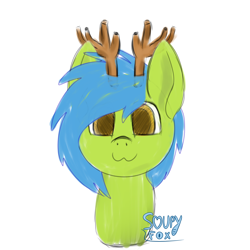 Size: 3000x3000 | Tagged: safe, artist:soupyfox, deer, :3, high res, looking at you, sketch, solo