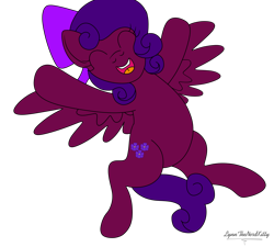 Size: 3374x3030 | Tagged: safe, artist:small-brooke1998, oc, oc only, oc:ultraviolet light, pegasus, pony, eyes closed, happy, high res, open mouth, open smile, simple background, smiling, solo, transparent background