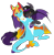Size: 1089x1109 | Tagged: safe, artist:requiem♥, oc, oc only, oc:blackmour, oc:drivel, bat pony, dracony, dragon, hybrid, pony, bat wings, clothes, collar, dragon wings, dyed mane, dyed tail, ear piercing, eyeshadow, fangs, grabbing, hat, heterochromia, jewelry, makeup, male, necklace, open mouth, piercing, simple background, stallion, tail, tongue out, transparent background, trap, wings, worried