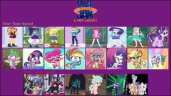 Size: 1280x720 | Tagged: safe, artist:jussonic, screencap, applejack, cozy glow, fluttershy, lord tirek, mane-iac, mean applejack, mean fluttershy, mean pinkie pie, mean rainbow dash, mean rarity, mean twilight sparkle, pinkie pie, queen chrysalis, rainbow dash, rarity, sci-twi, spike, starlight glimmer, twilight sparkle, alicorn, dragon, earth pony, human, pegasus, pony, unicorn, all bottled up (pony life), back to the present, dol-fin-ale, equestria girls, frenemies (episode), g4, g4.5, molt down, my little pony: pony life, power ponies (episode), princess probz, the best of the worst, the mean 6, twilight's kingdom, applejack's hat, breaking the fourth wall, clone, cowboy hat, cropped, female, flying, hat, male, mean six, sunset shimmet, the wild siders, winged spike, wings