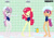 Size: 3508x2480 | Tagged: safe, alternate version, artist:excelso36, apple bloom, scootaloo, sweetie belle, earth pony, pegasus, unicorn, anthro, plantigrade anthro, g4, ankles, barefoot, bath, bathing, bathing together, blue swimsuit, clothes, cutie mark crusaders, feet, female, high res, one-piece swimsuit, shampoo, shower, shower room, showering, showering together, soap bubble, suds, swimsuit, wet hair