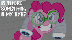 Size: 1280x720 | Tagged: safe, edit, edited screencap, editor:quoterific, screencap, pinkie pie, earth pony, pony, g4, season 9, the last laugh, cute, diapinkes, female, glasses, grin, mare, smiling, solo