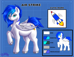 Size: 4500x3500 | Tagged: safe, artist:derpx1, oc, oc only, oc:air strike, pegasus, pony, blueprint, commission, female, mare, reference sheet, solo