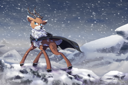 Size: 3000x2000 | Tagged: safe, artist:littletigressda, oc, oc only, deer, deer oc, high res, snow storm, solo