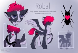 Size: 2048x1396 | Tagged: safe, artist:draw3, oc, oc only, oc:robal, pegasus, pony, braces, reference sheet, solo