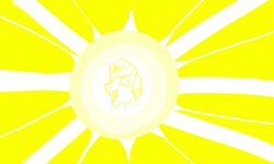 Size: 1024x615 | Tagged: safe, artist:horsesplease, party favor, g4, derp, flag, i didn't listen, majestic as fuck, meme, sun, yellow