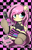 Size: 2500x3863 | Tagged: safe, artist:moozua, fluttershy, pegasus, pony, g4, alternate hairstyle, arm warmers, blushing, checkered background, choker, clothes, cute, daaaaaaaaaaaw, ear piercing, emoshy, eye clipping through hair, female, high res, hnnng, industrial piercing, makeup, mare, monster energy, music player, nintendo ds, piercing, scene, scene kid, shyabetes, socks, solo, wristband