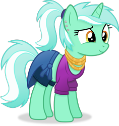 Size: 3654x3867 | Tagged: safe, artist:anime-equestria, lyra heartstrings, pony, unicorn, g4, alternate hairstyle, clothes, cute, ear piercing, female, happy, high res, horn, jewelry, lyrabetes, mare, necklace, piercing, ponytail, shirt, simple background, smiling, solo, transparent background, vector