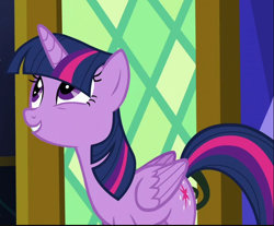 Size: 692x573 | Tagged: safe, screencap, twilight sparkle, alicorn, pony, g4, the one where pinkie pie knows, cropped, cute, looking up, smiling, solo, twiabetes, twilight sparkle (alicorn)