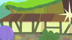 Size: 1280x720 | Tagged: safe, screencap, g4, season 5, slice of life (episode), background, bowling alley, bush, hill, no pony, ponyville, scenic ponyville