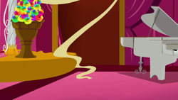 Size: 1280x720 | Tagged: safe, screencap, g4, season 5, slice of life (episode), background, curtains, flameless fireworks, liminal space, musical instrument, no pony, piano, ponyville town hall, scenic ponyville