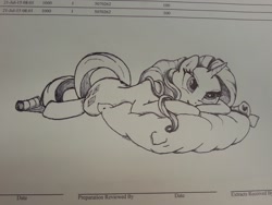 Size: 1280x960 | Tagged: safe, artist:jxx_3, rarity, pony, unicorn, g4, female, mare, pillow, sketch, solo, traditional art