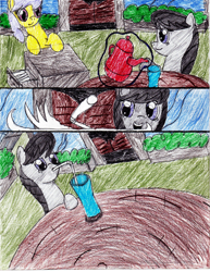 Size: 2549x3299 | Tagged: safe, artist:l9obl, octavia melody, oc, earth pony, pony, once upon a time in canterlot, g4, comic, drink, high res, straw, table