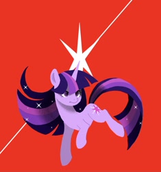 Size: 1350x1437 | Tagged: safe, artist:えふ, twilight sparkle, pony, unicorn, g4, red background, simple background, solo, unicorn twilight
