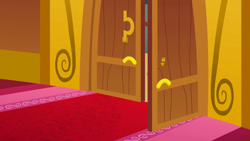 Size: 1280x720 | Tagged: safe, screencap, g4, season 5, slice of life (episode), background, door, liminal space, no pony, ponyville town hall, scenic ponyville